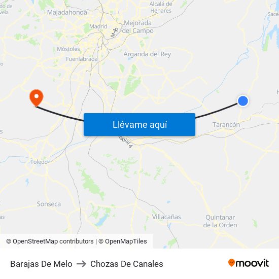 Barajas De Melo to Chozas De Canales map