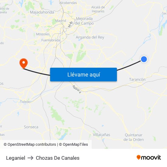 Leganiel to Chozas De Canales map