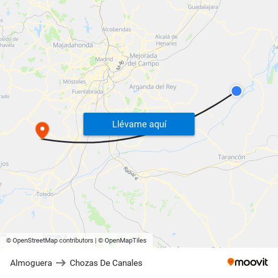 Almoguera to Chozas De Canales map