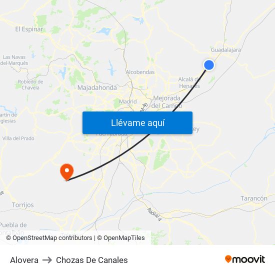 Alovera to Chozas De Canales map