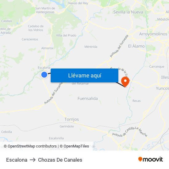 Escalona to Chozas De Canales map