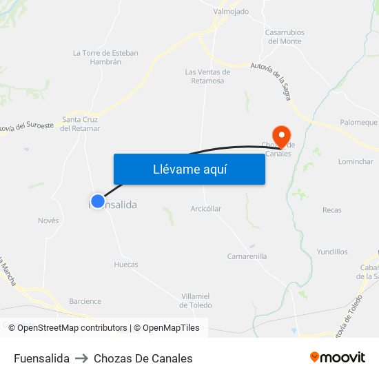 Fuensalida to Chozas De Canales map