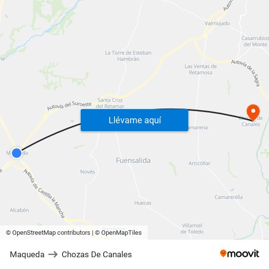 Maqueda to Chozas De Canales map