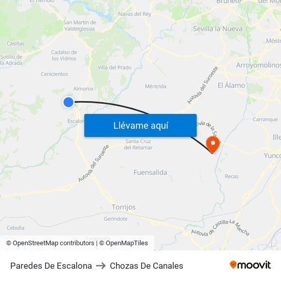 Paredes De Escalona to Chozas De Canales map