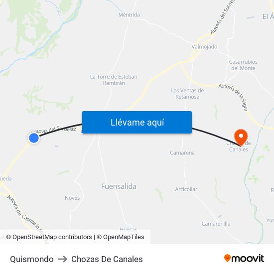 Quismondo to Chozas De Canales map
