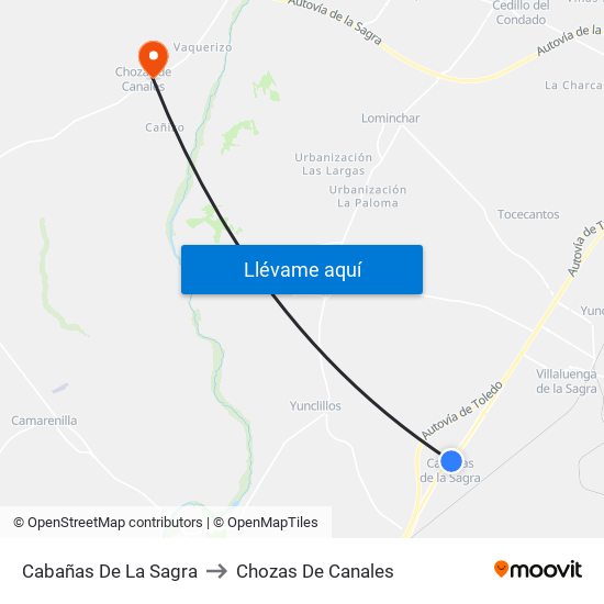 Cabañas De La Sagra to Chozas De Canales map