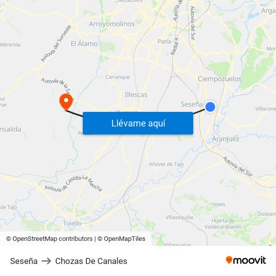 Seseña to Chozas De Canales map