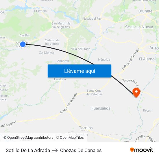 Sotillo De La Adrada to Chozas De Canales map