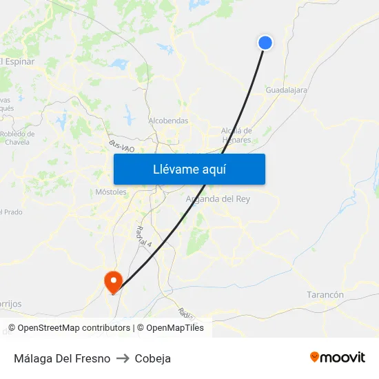 Málaga Del Fresno to Cobeja map