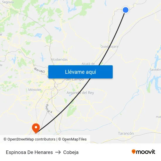 Espinosa De Henares to Cobeja map