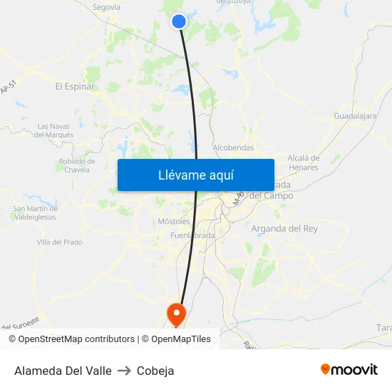 Alameda Del Valle to Cobeja map