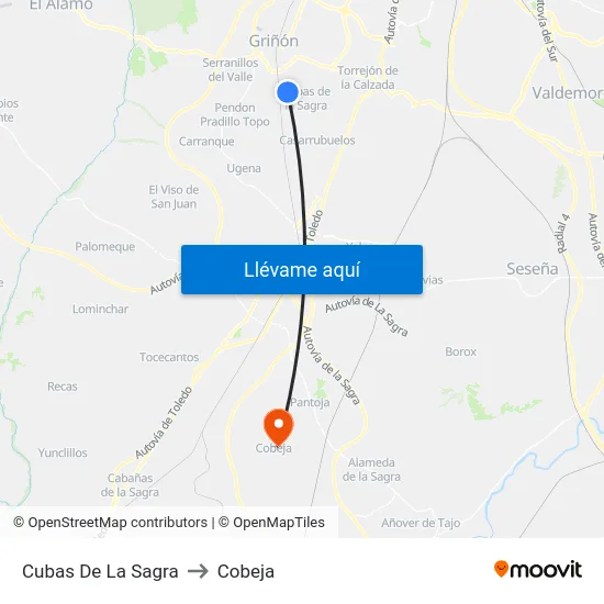Cubas De La Sagra to Cobeja map