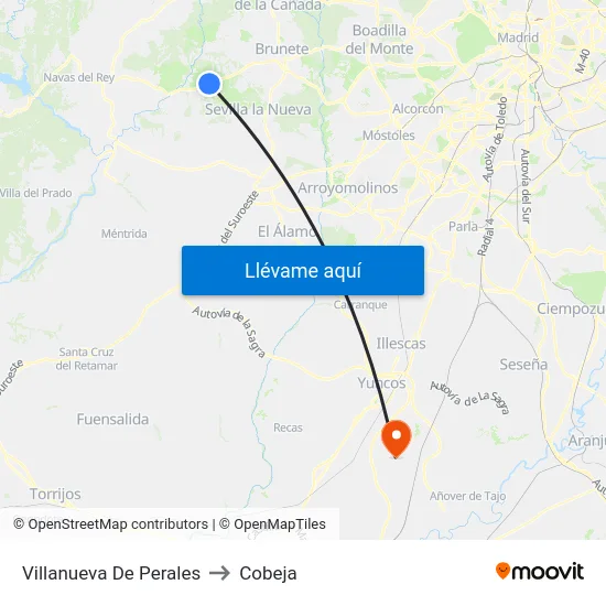 Villanueva De Perales to Cobeja map