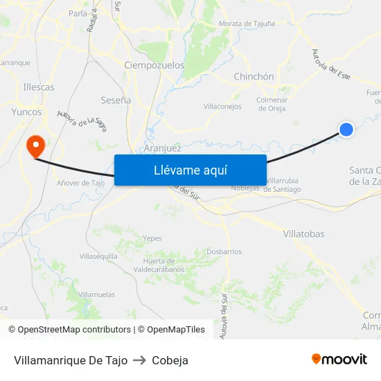 Villamanrique De Tajo to Cobeja map