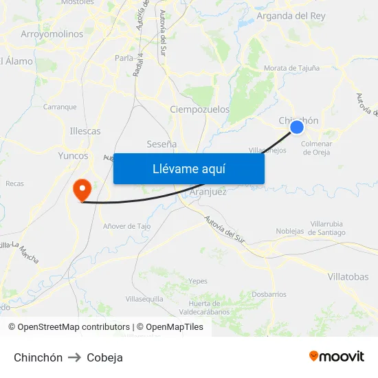 Chinchón to Cobeja map