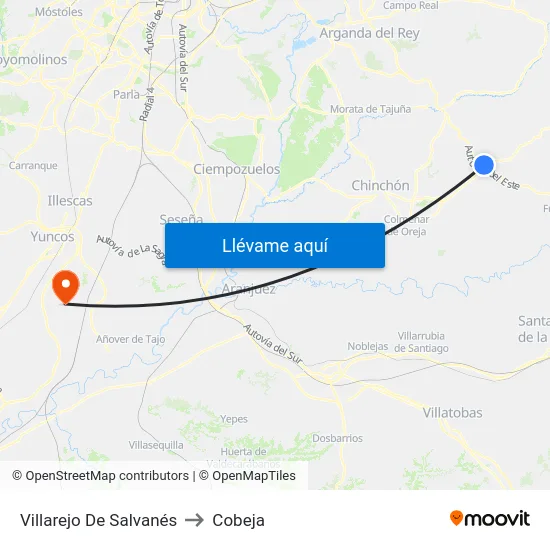 Villarejo De Salvanés to Cobeja map