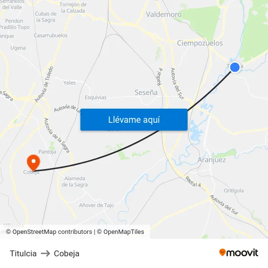 Titulcia to Cobeja map