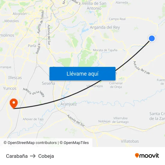 Carabaña to Cobeja map