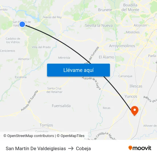 San Martín De Valdeiglesias to Cobeja map