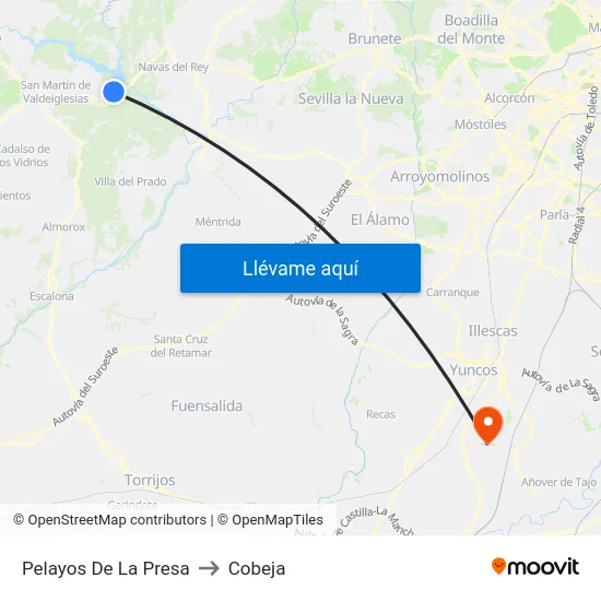 Pelayos De La Presa to Cobeja map