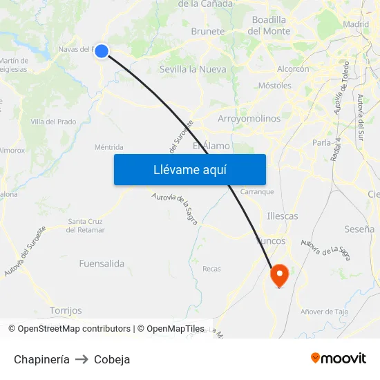 Chapinería to Cobeja map