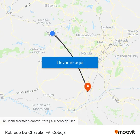 Robledo De Chavela to Cobeja map