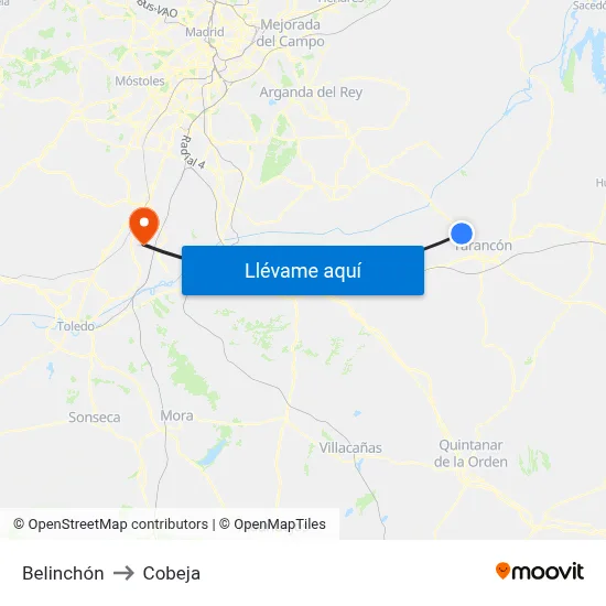 Belinchón to Cobeja map