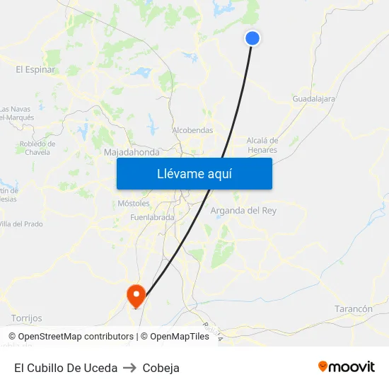 El Cubillo De Uceda to Cobeja map
