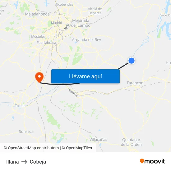 Illana to Cobeja map