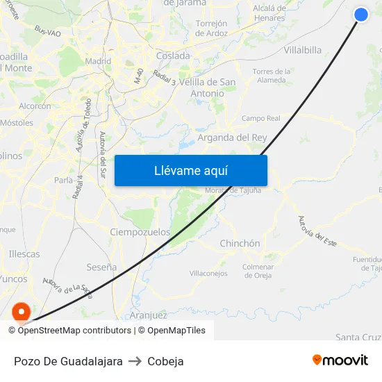 Pozo De Guadalajara to Cobeja map