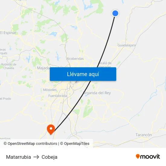 Matarrubia to Cobeja map