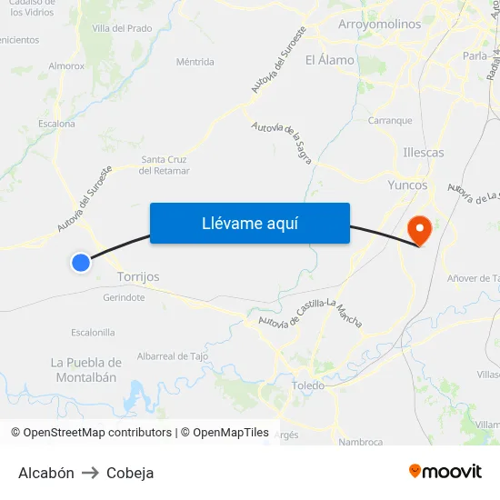 Alcabón to Cobeja map