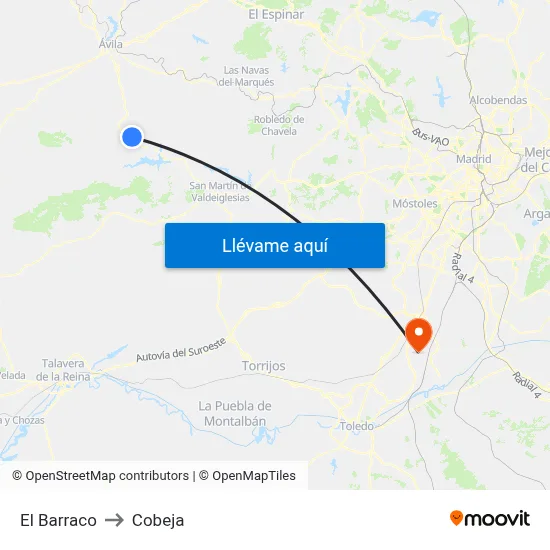 El Barraco to Cobeja map
