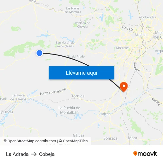 La Adrada to Cobeja map