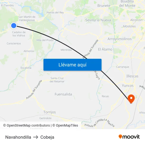Navahondilla to Cobeja map