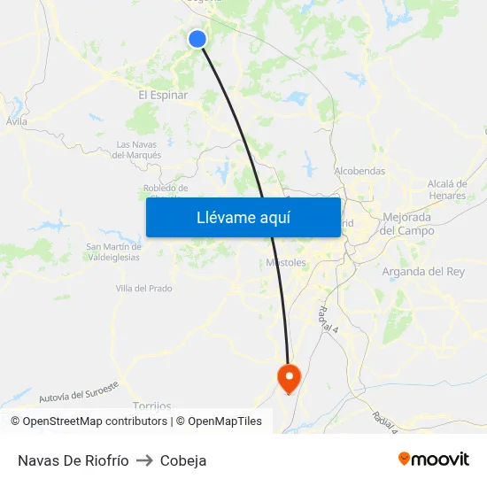Navas De Riofrío to Cobeja map