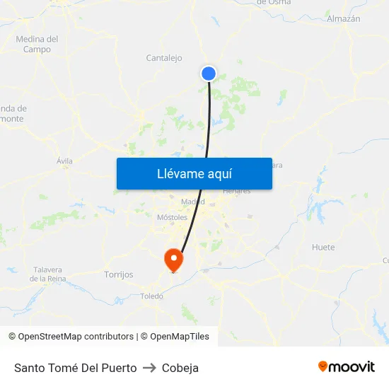 Santo Tomé Del Puerto to Cobeja map