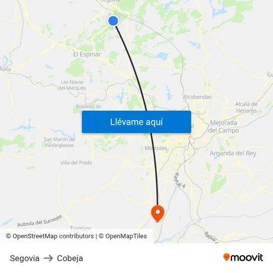 Segovia to Cobeja map
