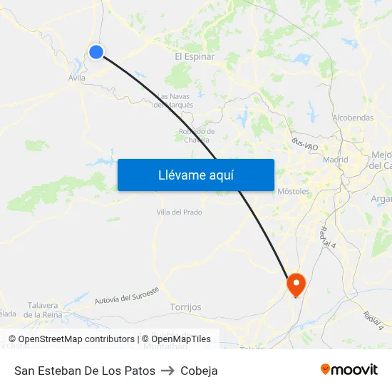 San Esteban De Los Patos to Cobeja map