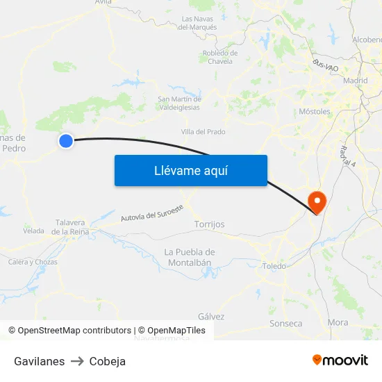 Gavilanes to Cobeja map