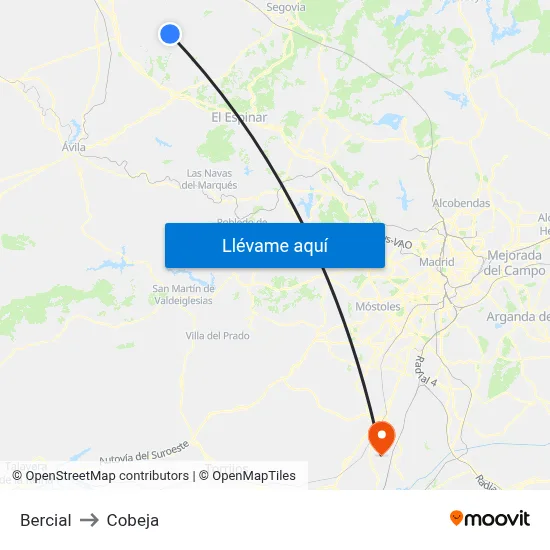 Bercial to Cobeja map