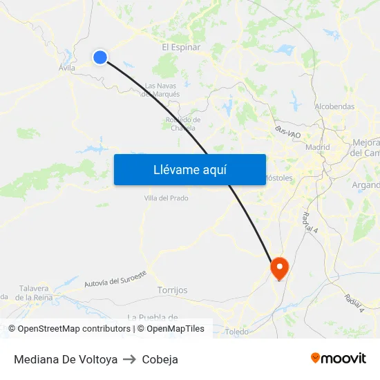 Mediana De Voltoya to Cobeja map