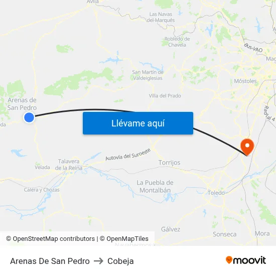 Arenas De San Pedro to Cobeja map