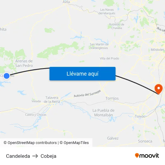 Candeleda to Cobeja map