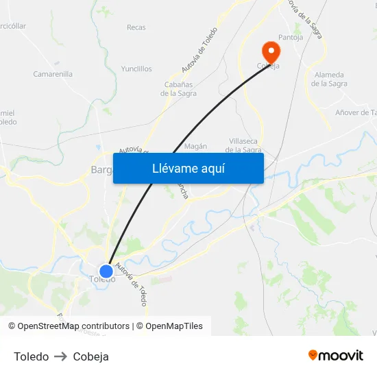 Toledo to Cobeja map