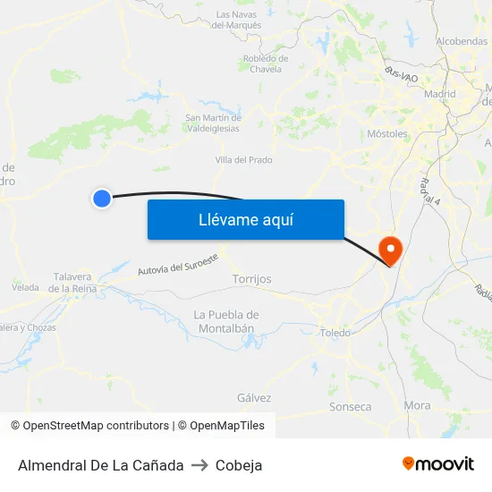 Almendral De La Cañada to Cobeja map