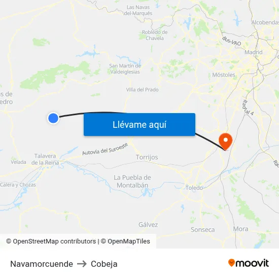 Navamorcuende to Cobeja map