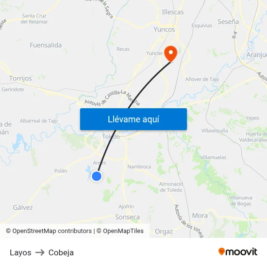 Layos to Cobeja map