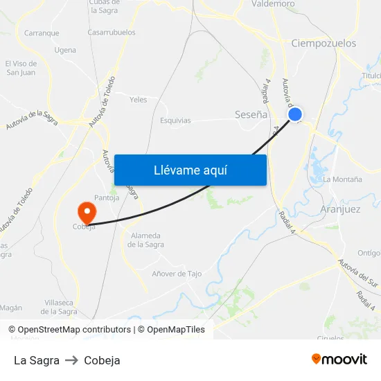 La Sagra to Cobeja map