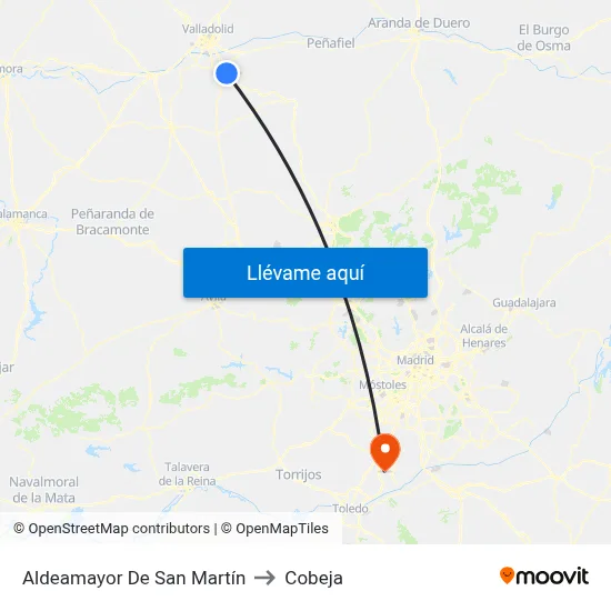 Aldeamayor De San Martín to Cobeja map